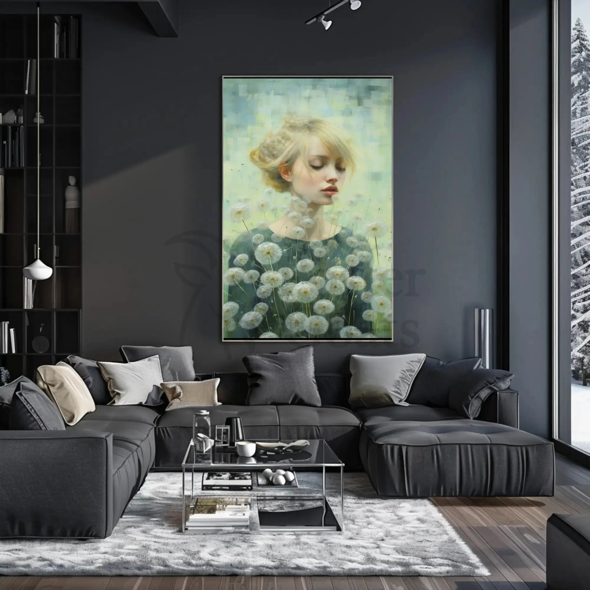 Serene Nature Tranquility with Dandelions Artistic Poster PosterGoat