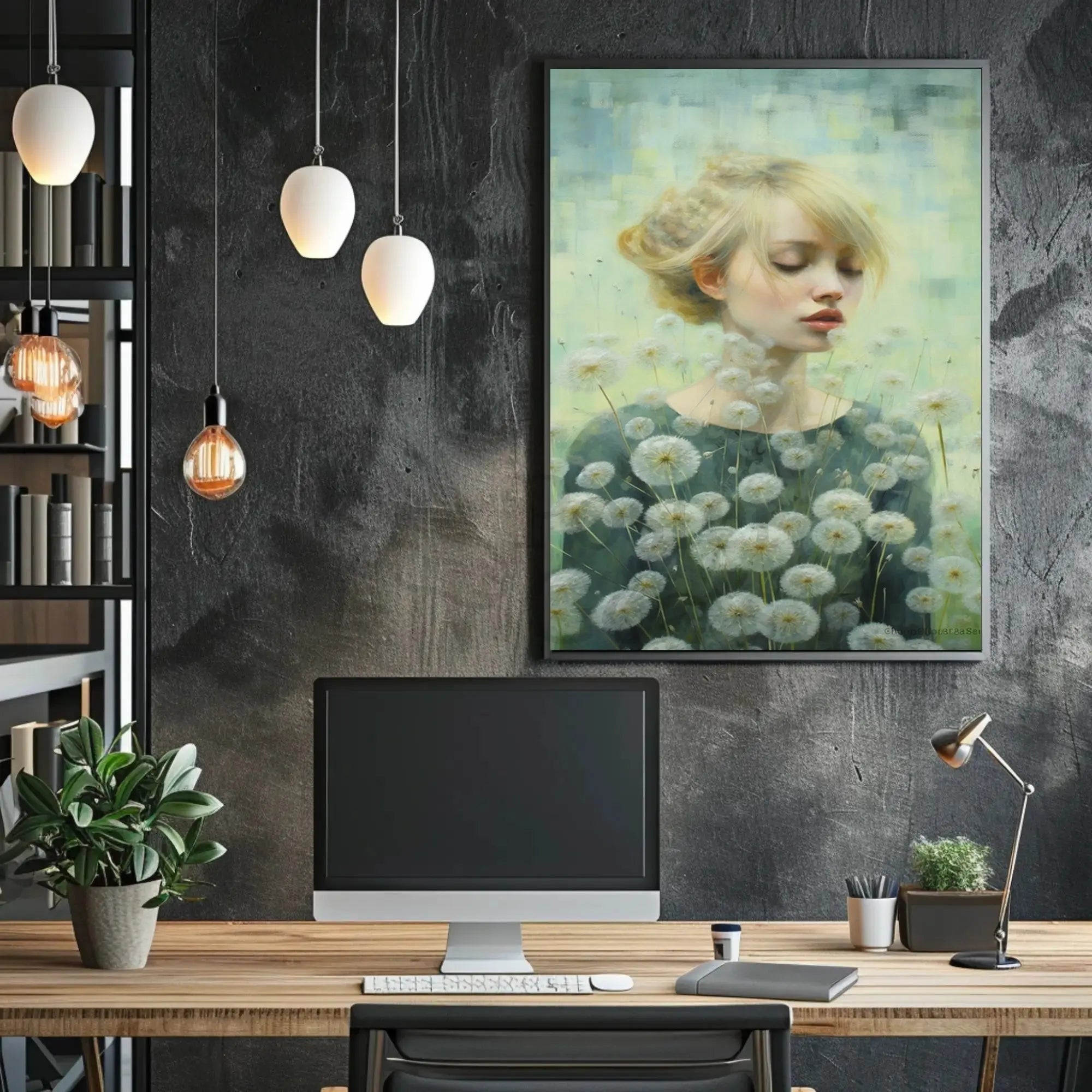 Serene Nature Tranquility with Dandelions Artistic Poster PosterGoat