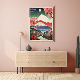 Serene Nightscape in Hakone Japanese Cultural or Heritage Poster PosterGoat