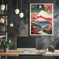 Serene Nightscape in Hakone Japanese Cultural or Heritage Poster PosterGoat