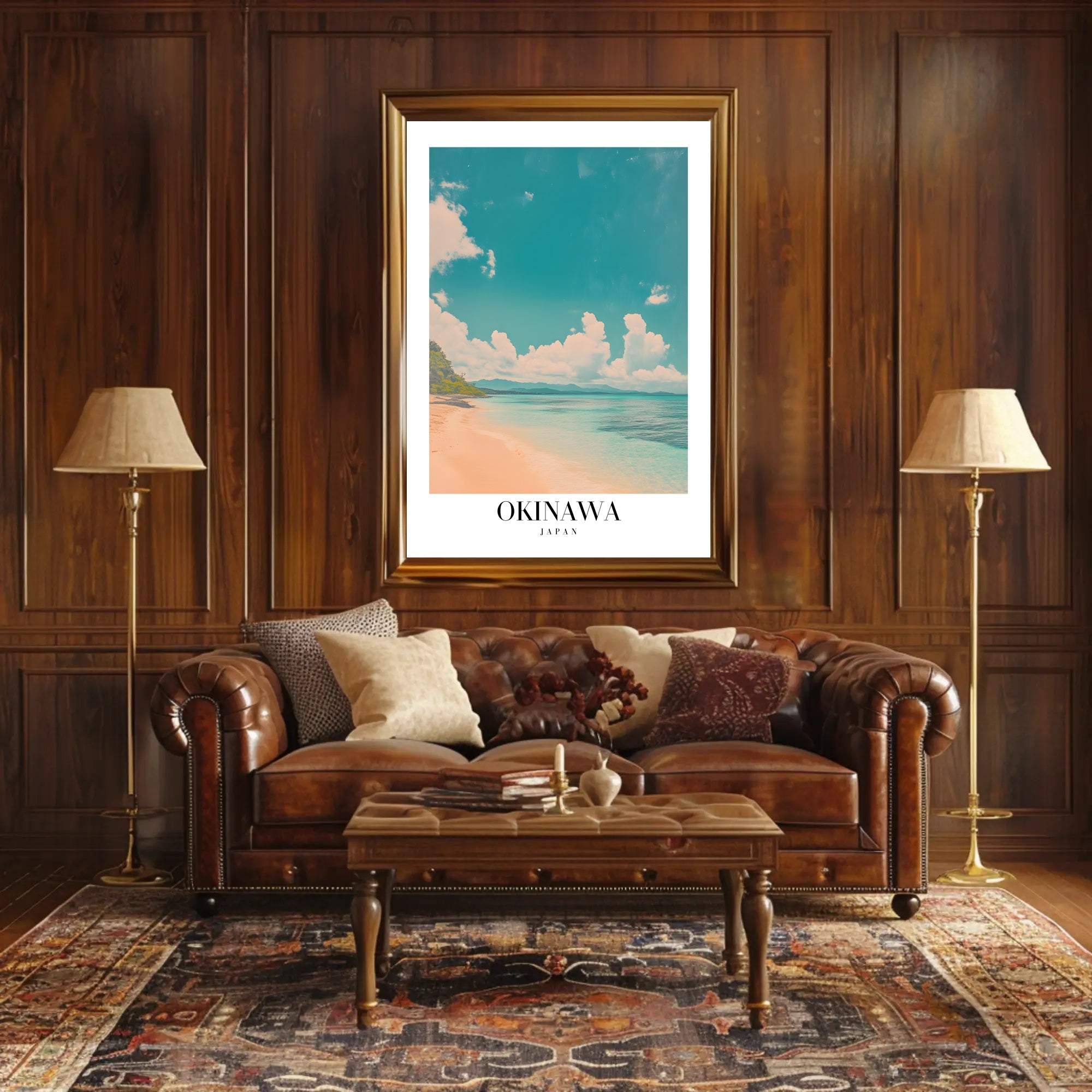 Serene Okinawa Beach Scene Travel Poster PosterGoat