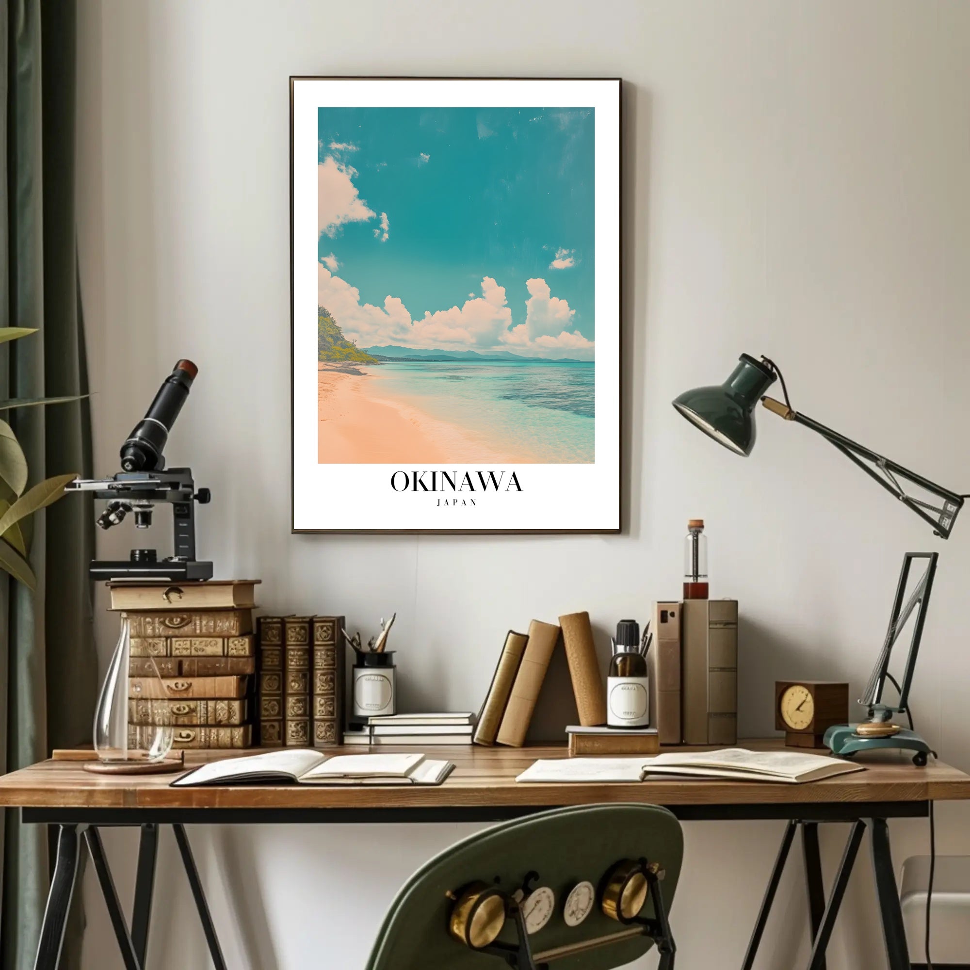 Serene Okinawa Beach Scene Travel Poster PosterGoat