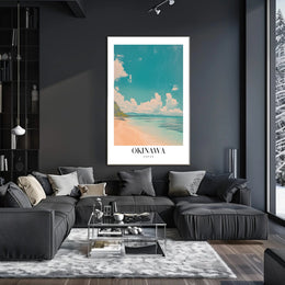 Serene Okinawa Beach Scene Travel Poster PosterGoat