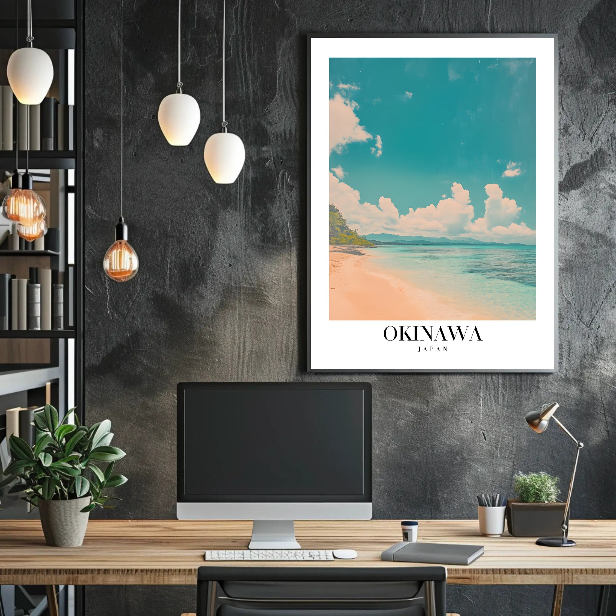 Serene Okinawa Beach Scene Travel Poster PosterGoat