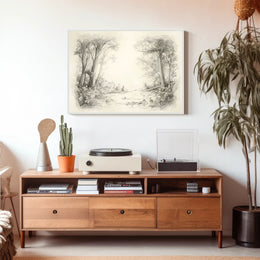 Serene Pencil Sketch Forest Path National Park Poster PosterGoat