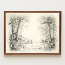 Serene Pencil Sketch Forest Path National Park Poster PosterGoat