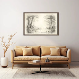 Serene Pencil Sketch Forest Path National Park Poster PosterGoat