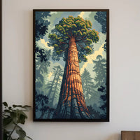 Serene Red Tree Scenic Art Poster PosterGoat