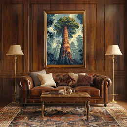 Serene Red Tree Scenic Art Poster PosterGoat