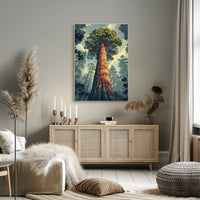 Serene Red Tree Scenic Art Poster PosterGoat