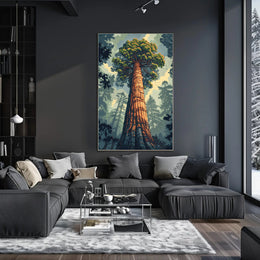 Serene Red Tree Scenic Art Poster PosterGoat