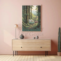 Serene Retro Escape Forest Camping Travel Poster PosterGoat