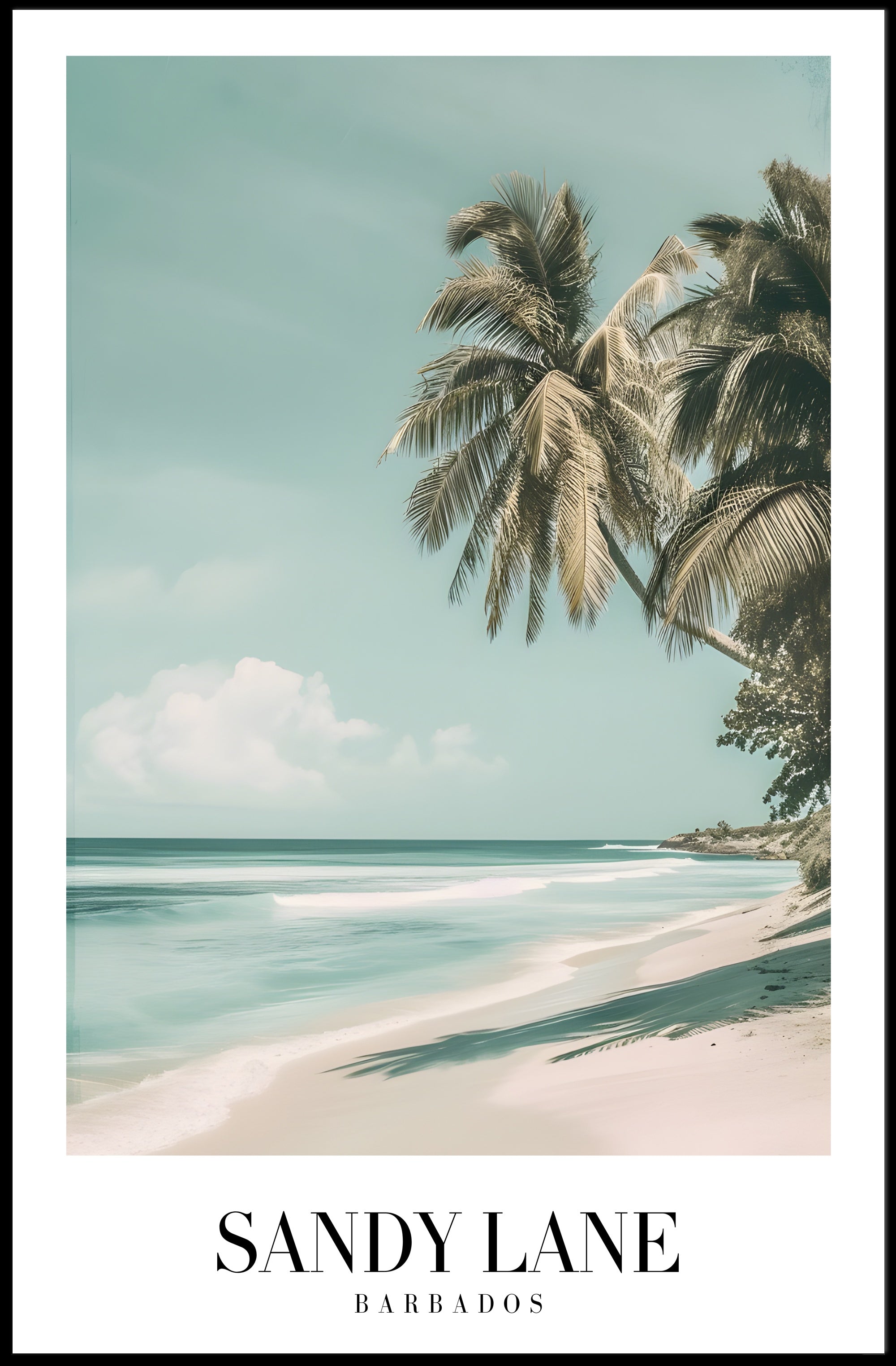 Serene Sandy Lane Beach Travel Poster PosterGoat