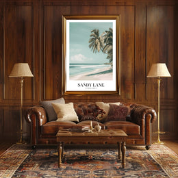 Serene Sandy Lane Beach Travel Poster PosterGoat