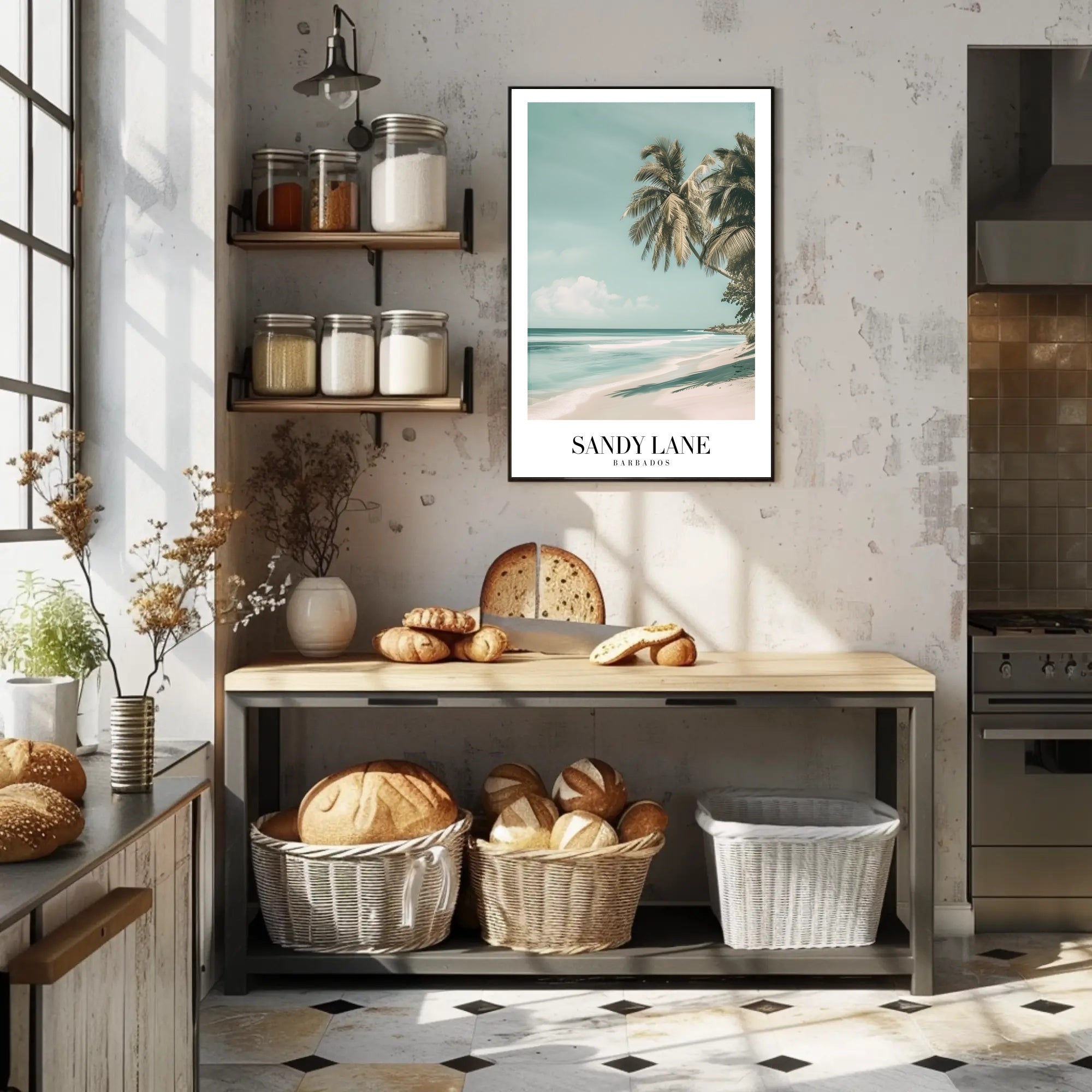 Serene Sandy Lane Beach Travel Poster PosterGoat