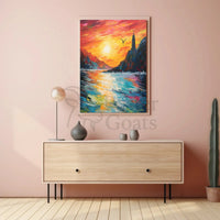 Serene Seascape Lighthouse Art Print - Abstract Poster PosterGoat