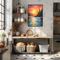 Serene Seascape Lighthouse Art Print - Abstract Poster PosterGoat