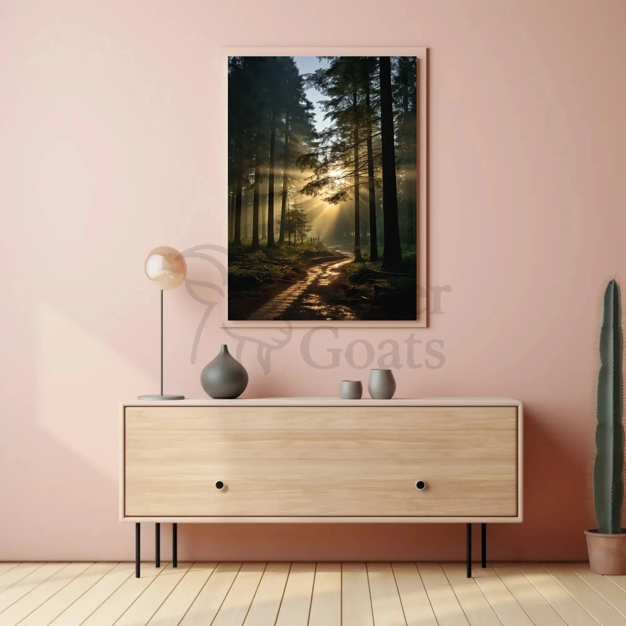 Serene Sunlit Pathway in Nature Art Poster PosterGoat