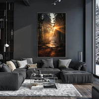 Serene Sunrise in Tranquil Forest National Park Poster PosterGoat