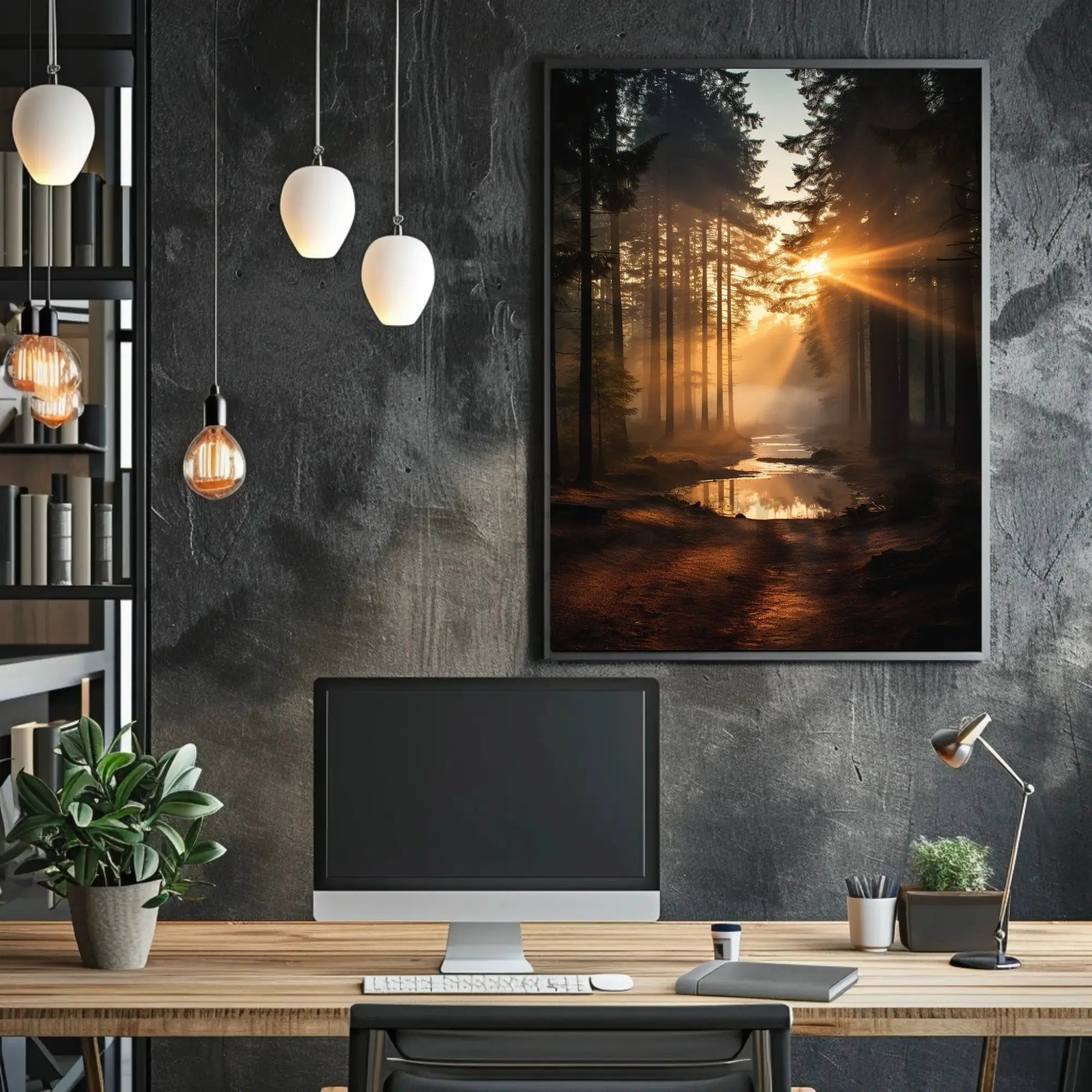 Serene Sunrise in Tranquil Forest National Park Poster PosterGoat