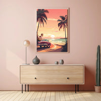 Serene Sunset Beach Scene - Travel Poster PosterGoat