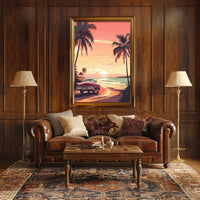 Serene Sunset Beach Scene - Travel Poster PosterGoat