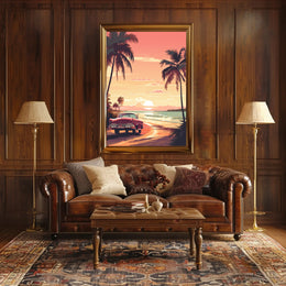 Serene Sunset Beach Scene - Travel Poster PosterGoat
