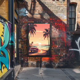 Serene Sunset Beach Scene - Travel Poster PosterGoat