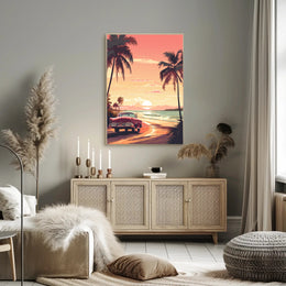 Serene Sunset Beach Scene - Travel Poster PosterGoat
