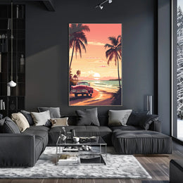 Serene Sunset Beach Scene - Travel Poster PosterGoat
