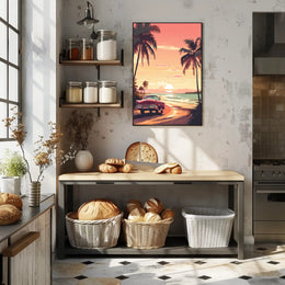 Serene Sunset Beach Scene - Travel Poster PosterGoat