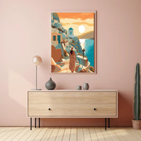 Serene Sunset Over Santorini Travel Poster PosterGoat