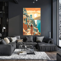 Serene Sunset Over Santorini Travel Poster PosterGoat