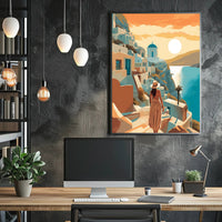 Serene Sunset Over Santorini Travel Poster PosterGoat