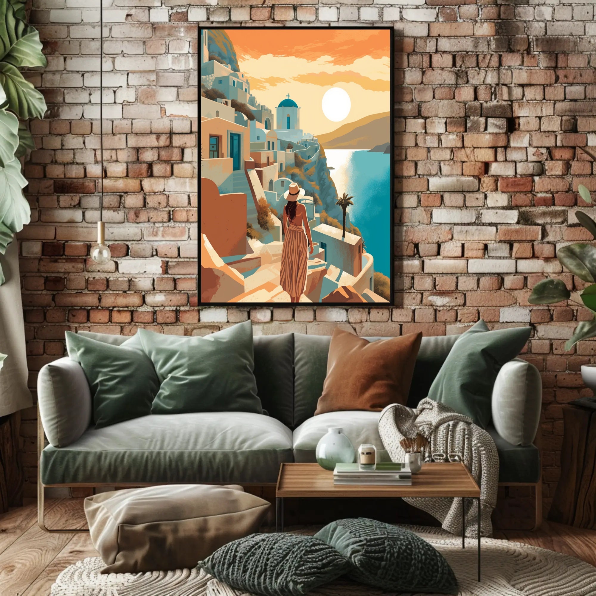 Serene Sunset Over Santorini Travel Poster PosterGoat