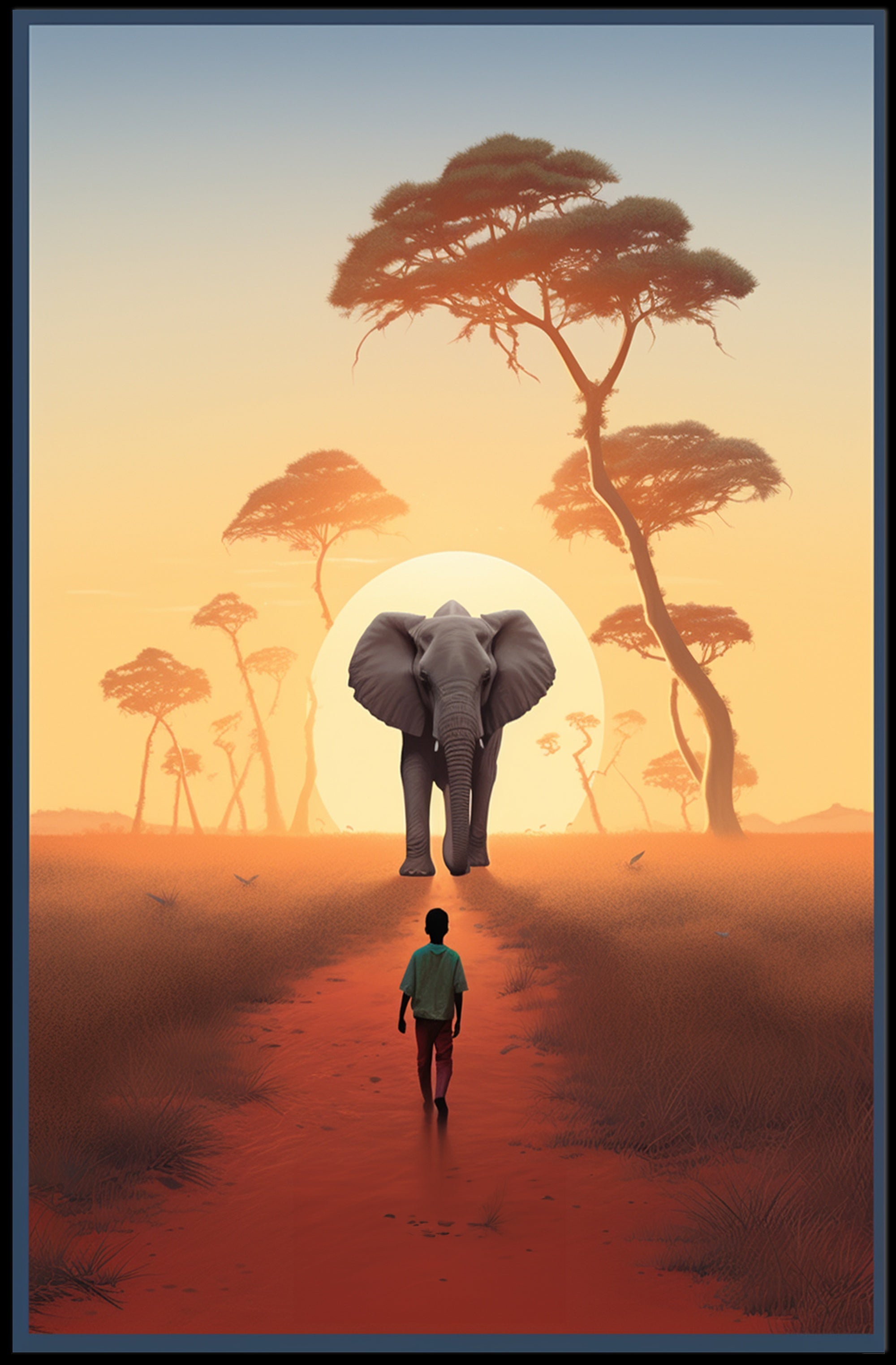 Serene Sunset in African Savanna Travel Poster PosterGoat
