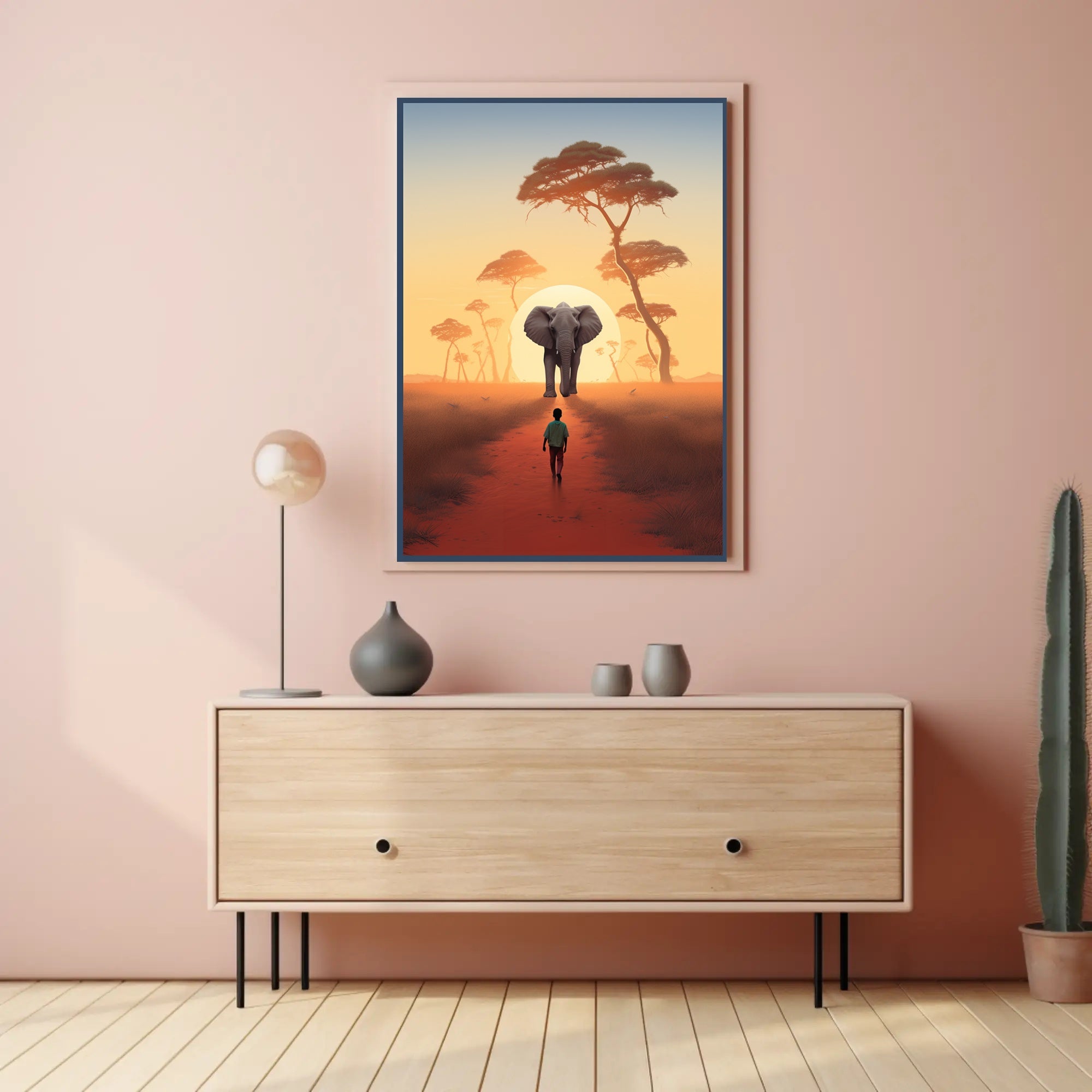 Serene Sunset in African Savanna Travel Poster PosterGoat