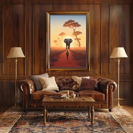 Serene Sunset in African Savanna Travel Poster PosterGoat