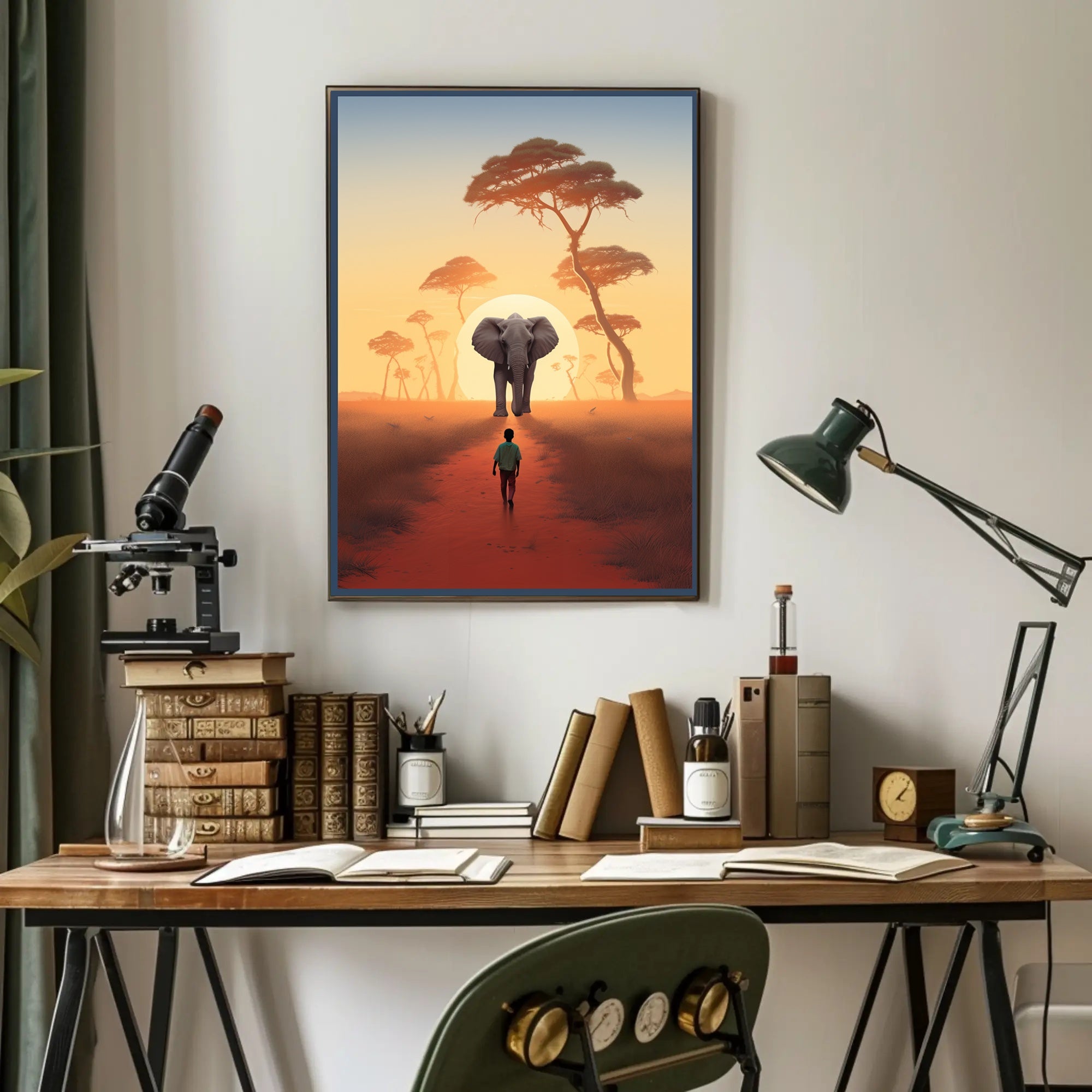 Serene Sunset in African Savanna Travel Poster PosterGoat