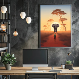 Serene Sunset in African Savanna Travel Poster PosterGoat