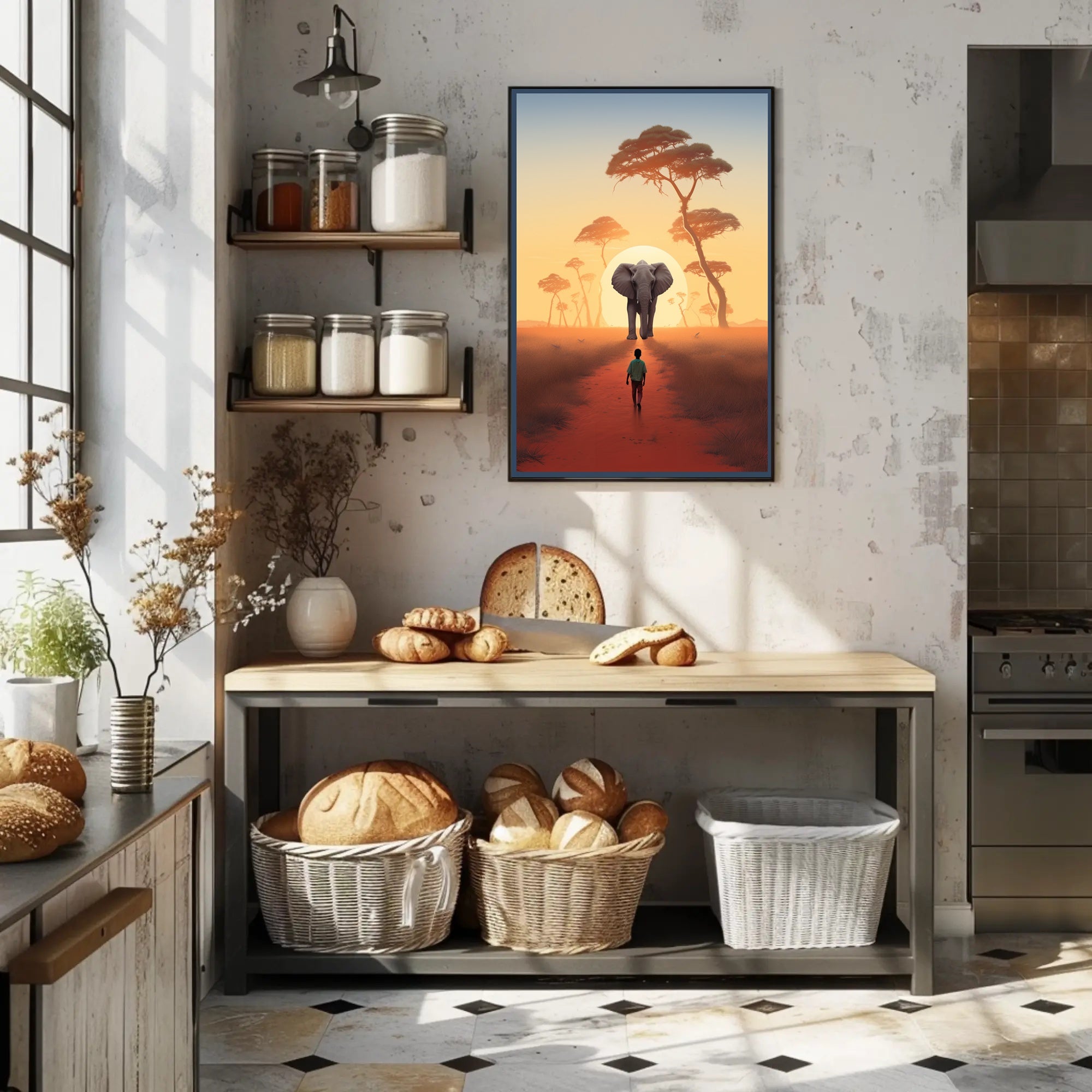 Serene Sunset in African Savanna Travel Poster PosterGoat