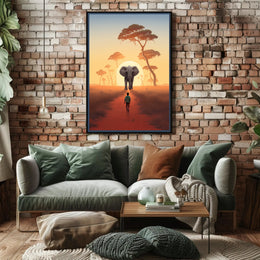 Serene Sunset in African Savanna Travel Poster PosterGoat