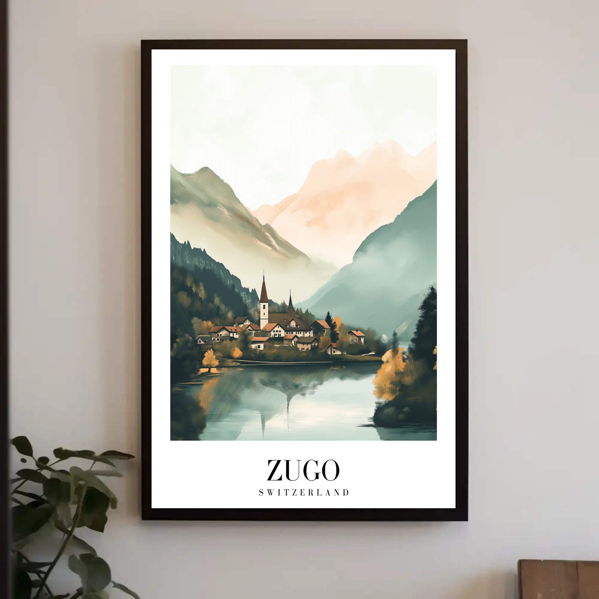 Serene Swiss Village by Zugo Travel Poster PosterGoat