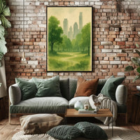 Serene Urban Park Watercolor Art Central Park Poster PosterGoat