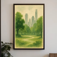 Serene Urban Park Watercolor Art Central Park Poster PosterGoat
