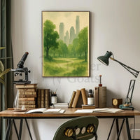 Serene Urban Park Watercolor Art Central Park Poster PosterGoat