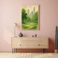 Serene Urban Park Watercolor Art Central Park Poster PosterGoat
