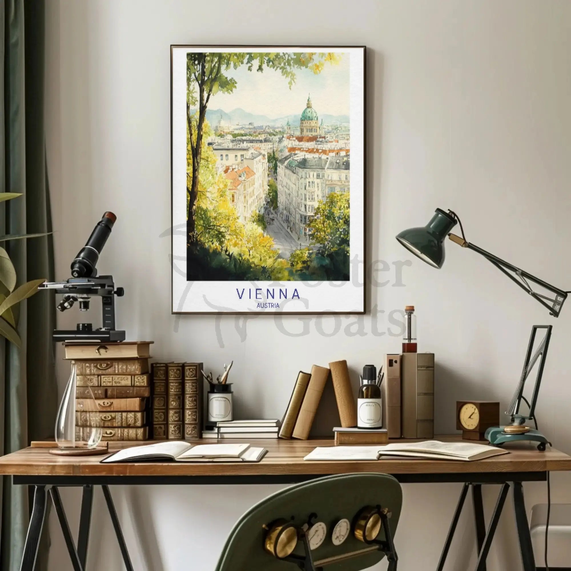 Serene Vienna Architecture Watercolor Travel Poster PosterGoat