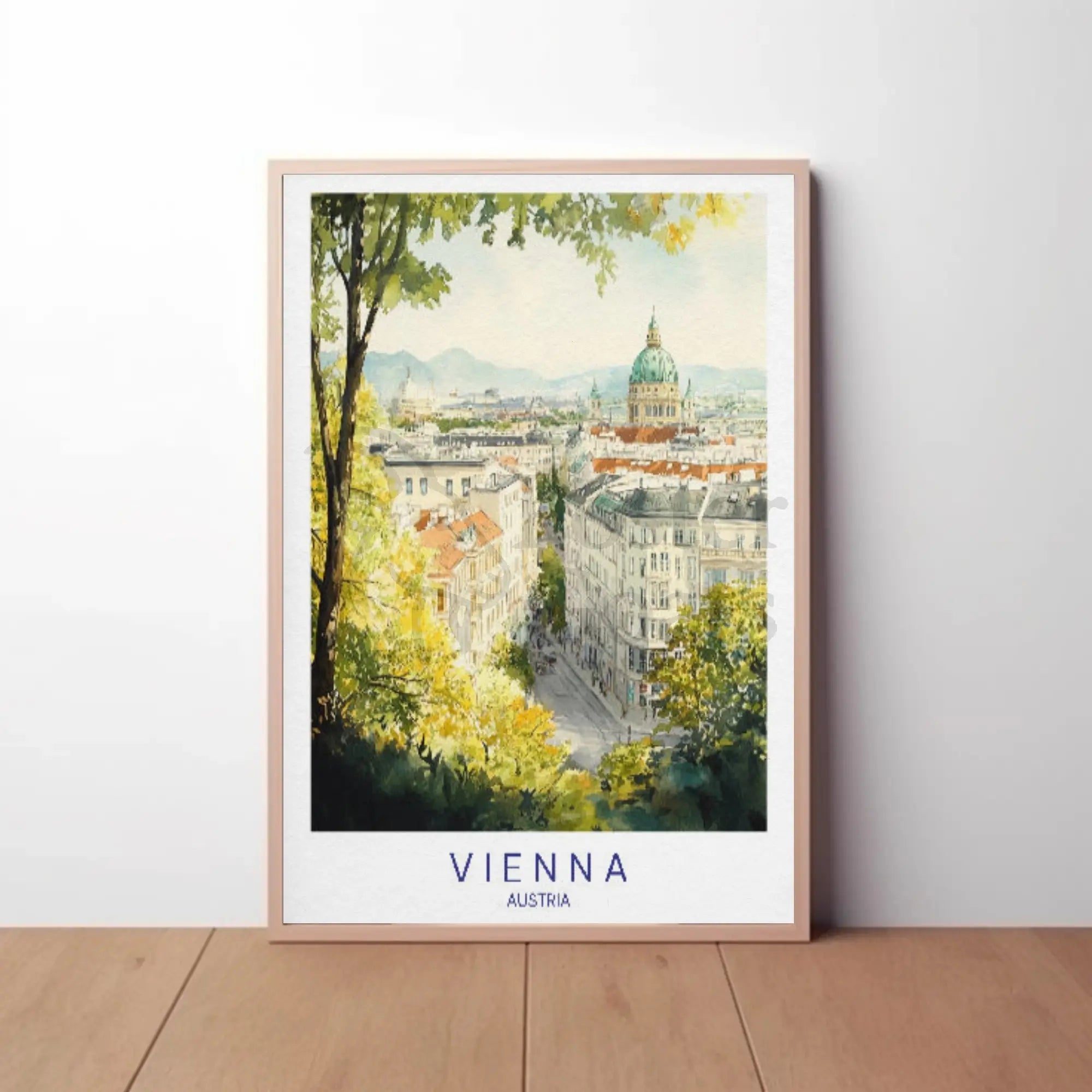Serene Vienna Architecture Watercolor Travel Poster PosterGoat