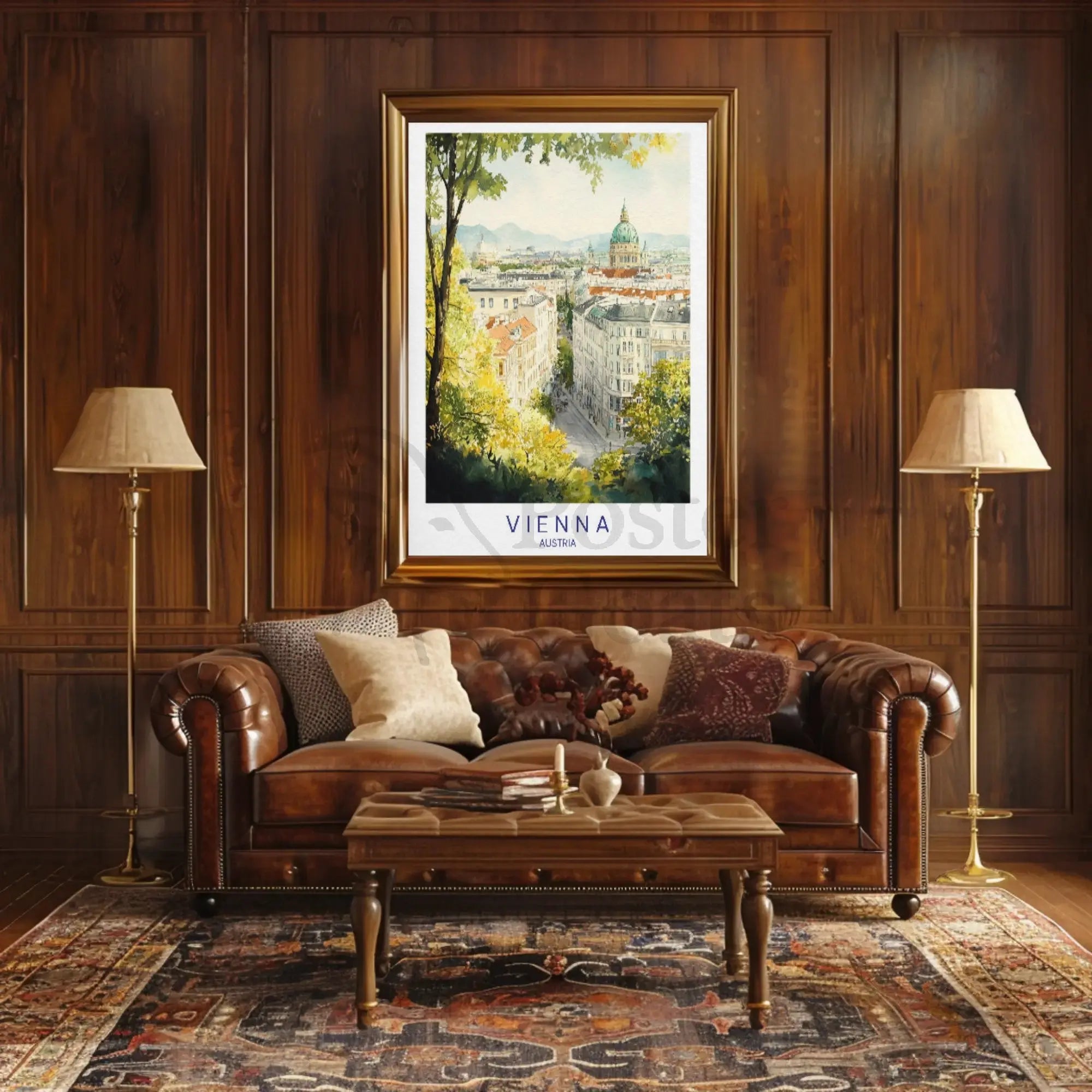 Serene Vienna Architecture Watercolor Travel Poster PosterGoat